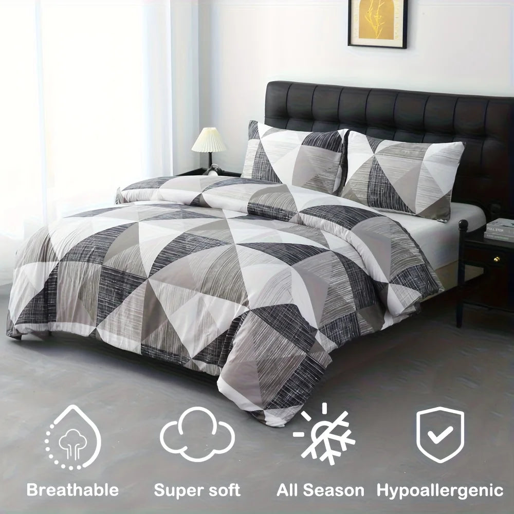 housse couette polyester motif géométrique moderne 135x200cm 150x200cm 160x220cm 200x200cm 200x230cm 220x240cm 2pcs taies