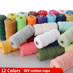 corde macramé coton 100m 3mm texturée artisanale verte rose jaune bleu clair craft deco
