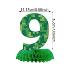 numéros table vert pixelisé moderne fête anniversaire enfant baptême événement révélation sexe retour école