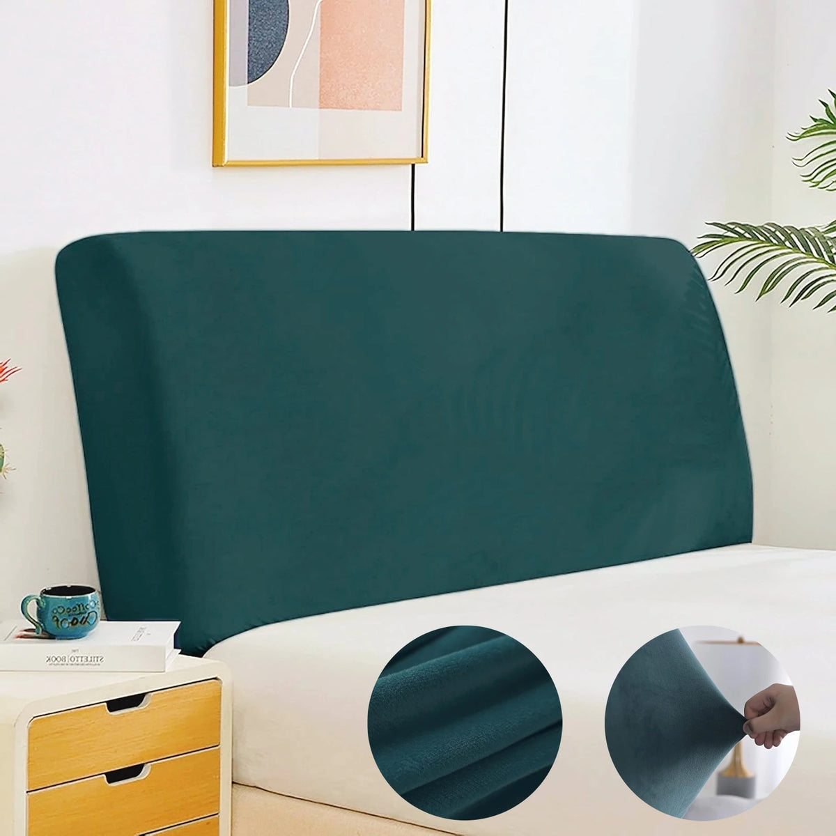 couvre tête lit velours beige moderne adhésif protection chambre maison 200cm