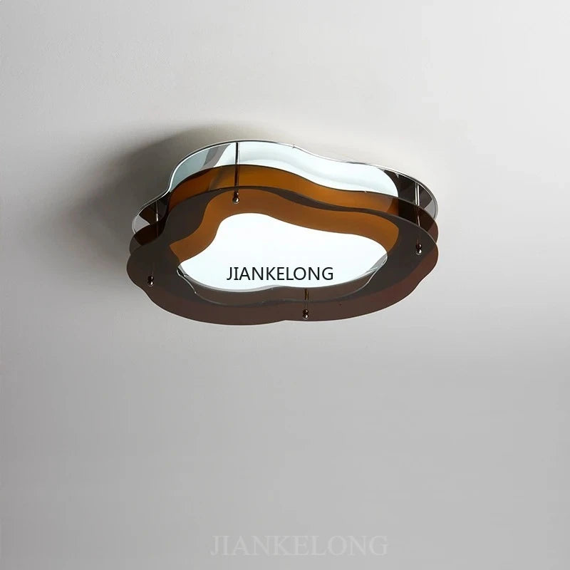 lampe contemporaine organique marron doré blanc fixée vis