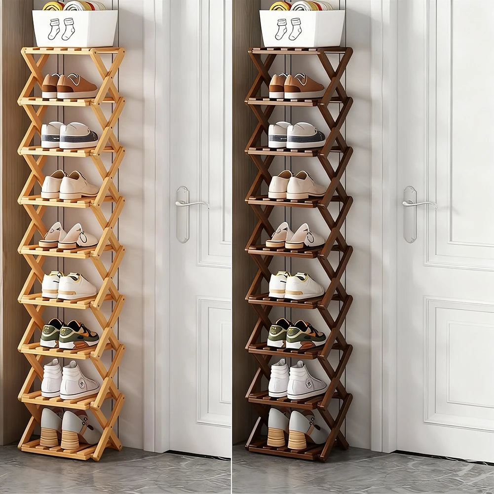 étagère pliante chaussures bambou étages moderne clips bois capacité grandeéconomie espace entrée cloisonnement chambre