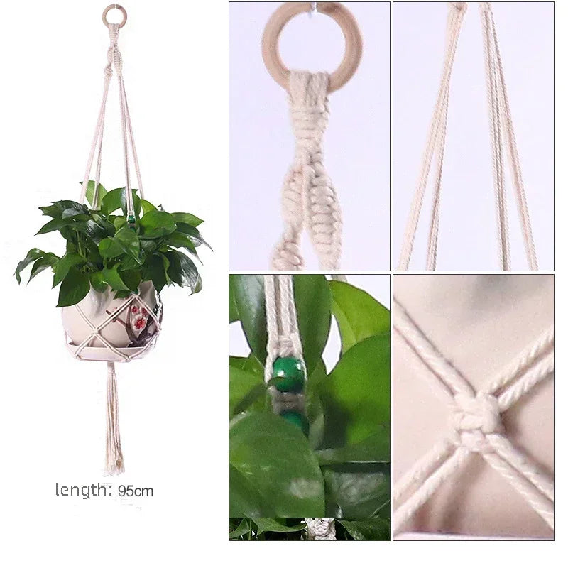 support plante suspendue macramé blanc violet noir artisanal boho anneau pot plante 100cm 90cm