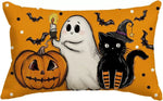 housses d'oreiller fantômes imprimées décoration halloween noires blanches adhésives maison hospitalières