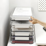 boîtes rangement transparentes réutilisables documents plastique respectueux environnement moderne poignées