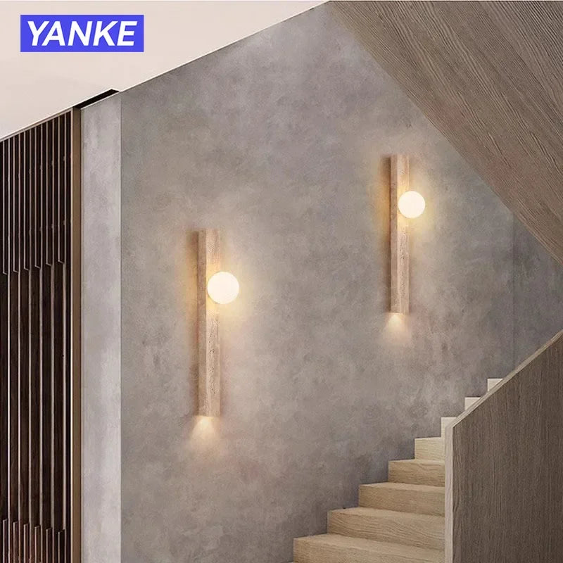 applique murale moderne minimaliste led beige blanc texture marbrée éclairage quotidien fixée mur deux