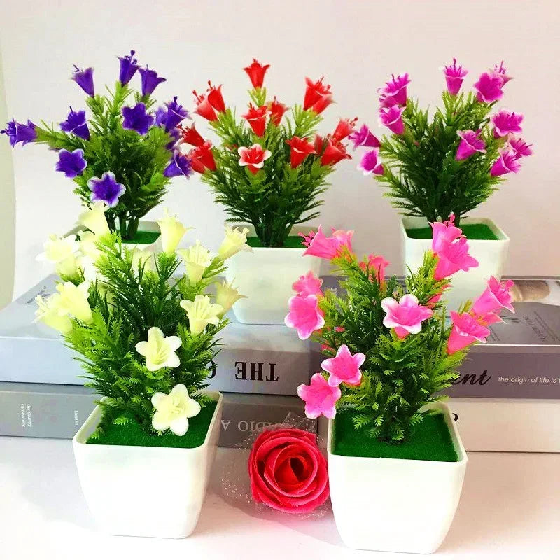 fleurs artificielles lys pot blanc décoration intérieure moderne minimaliste salon maison
