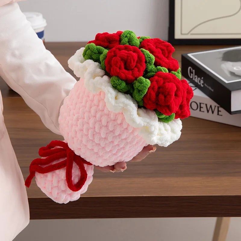 bouquet main fleurs artificielles roses tournesols decoration intérieure Saint Valentin mariage anniversaire