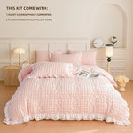 ensemble literie rose clair texture pointe bordures blanches moderne doux pièces 135x200cm 150x200cm 168x229cm