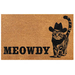 tapis d'entrée marron clair imprimé chat chapeau meowdy antidérapant résistant bactéries porte extérieur
