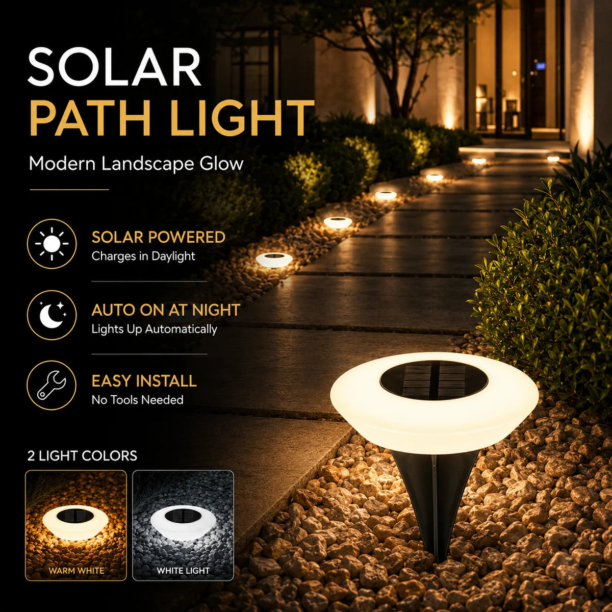lampe solaire led extérieure blanche ip65 moderne autonomie gazon allée jardin camping decoration
