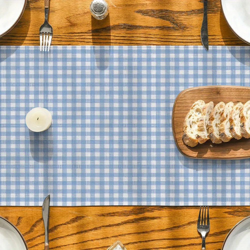 nappe table gingham bleu blanc rustique durable antipoil résistante facile entretien