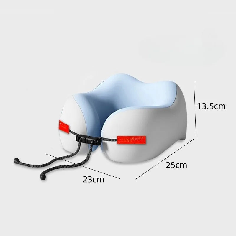 oreiller voyage coussin memoire forme coton polyester ajustable blanc bleuclid texturesoft ergonomique supportcervical