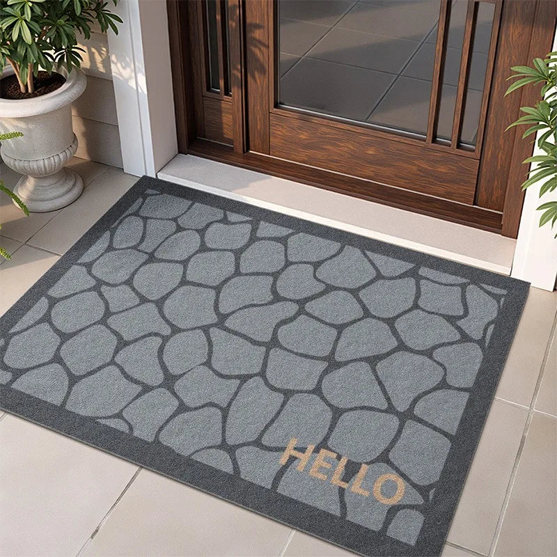 tapis d'entrée gris motif géométrique anti dérapant moderne durable facile nettoyer 50x30cm