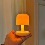 lampe table veilleuse rechargeable led orange beige moderne champignon