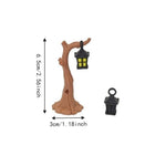 lanterne décorative miniature tronc naturel détails dorés suspendue brunes dorées forêt