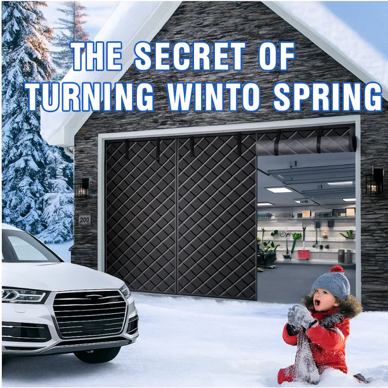 rideau garage noir quilted isolation thermique velcro moderne coupe vent hiver polyester