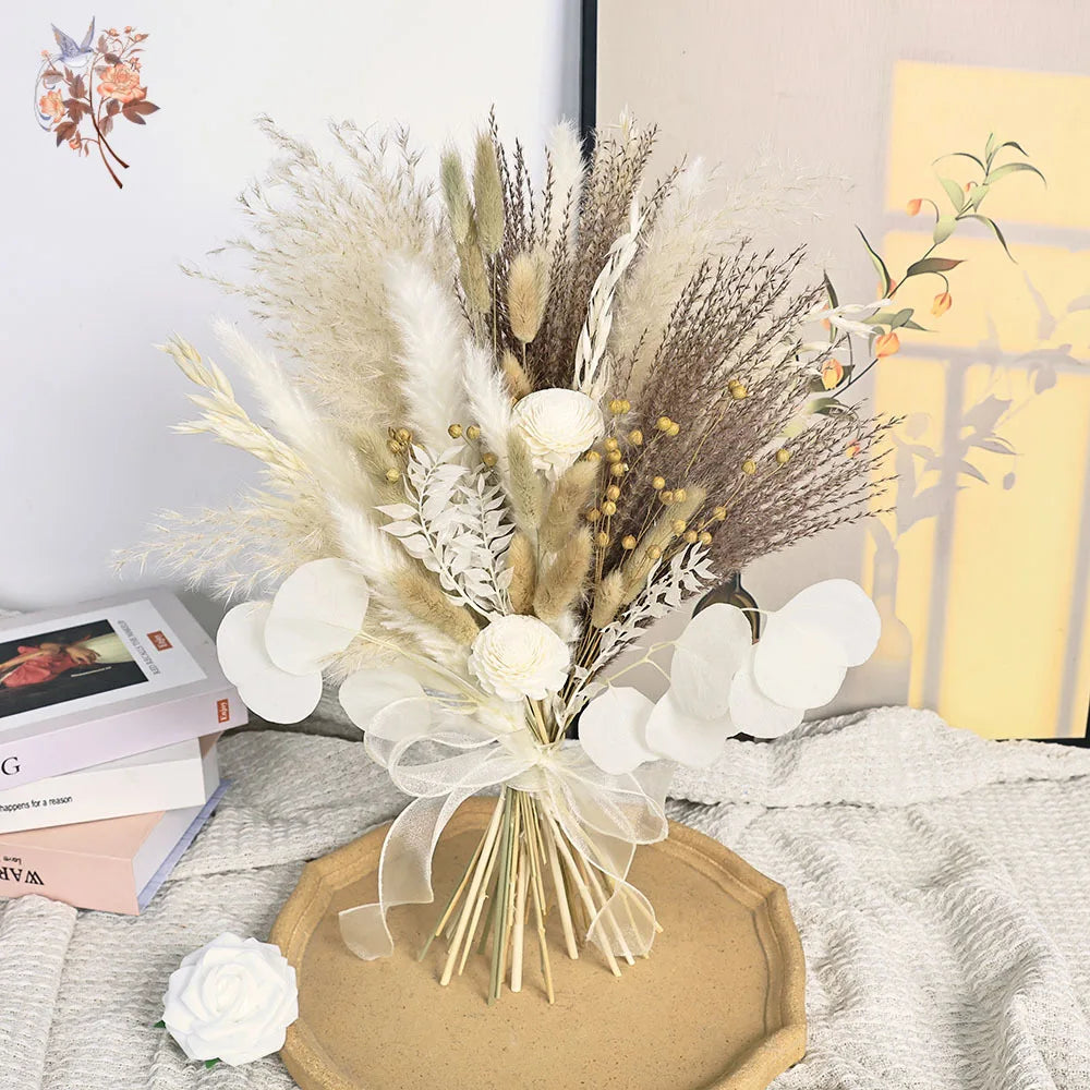 décoration boho chic bouquet séché fleurs naturelles intérieur mariage anniversaire fêtes nhà