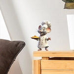 Sticker mural souris gourmet kaki