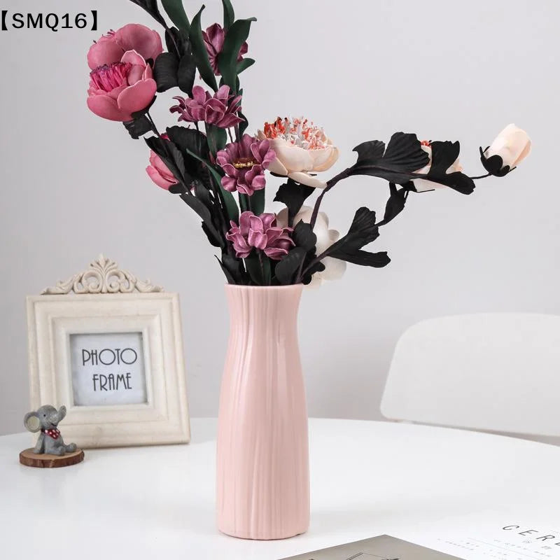 vases decoratifs modernes minimalistes rose vert blanc texturés fleurs artificielles