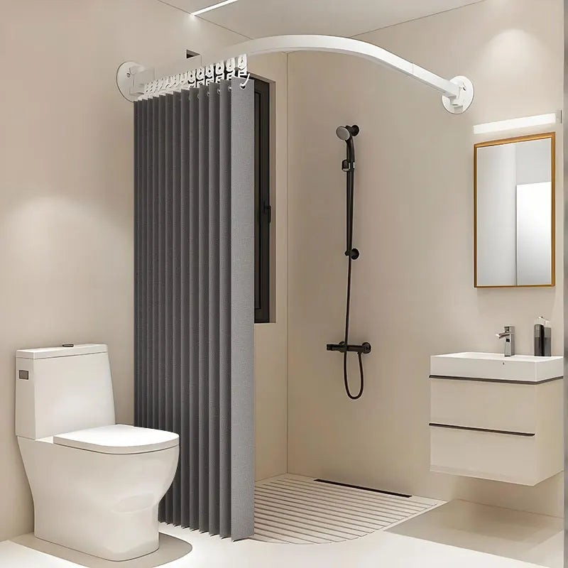 rideau douche pliable polyester tufté blanc gris bleu noir plis verticaux opaques moderne minimaliste