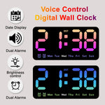 horloge murale numérique réveil double alarme calendrier led moderne noire blanche rose bleu verte