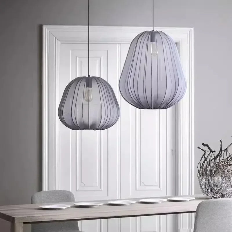 suspension lumineuse moderne blanc crème rayures verticales 300mm 495mm 550mm 470mm