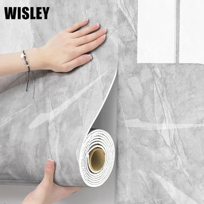 Papier peint auto-adhésif imperméable effet marbre bleu ciel pour salle de bain