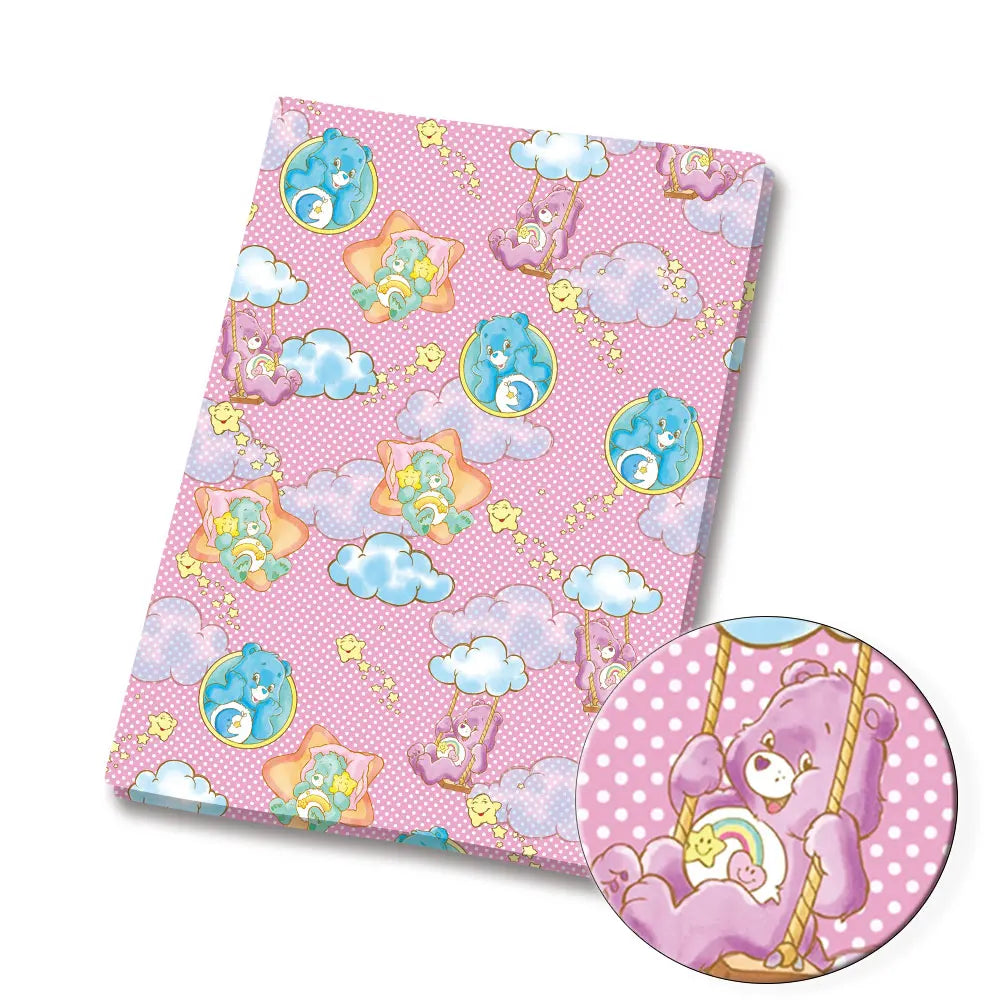 tissu imprimé polyester coton 140x50cm dessin animé ours nuages arcs ciel enfant multicolore