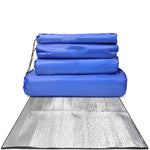 tapis sol bleu gris rayures horizontales moderne pique nique barbecue extérieur double face résistant