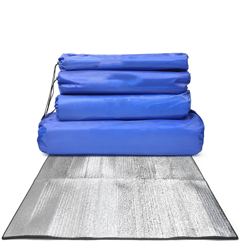 tapis sol bleu gris rayures horizontales moderne pique nique barbecue extérieur double face résistant
