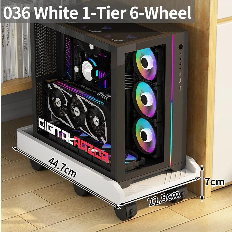 chariot mobile multifonctionnel roulettes blanc noir moderne organiser stockage tablettes cables charge