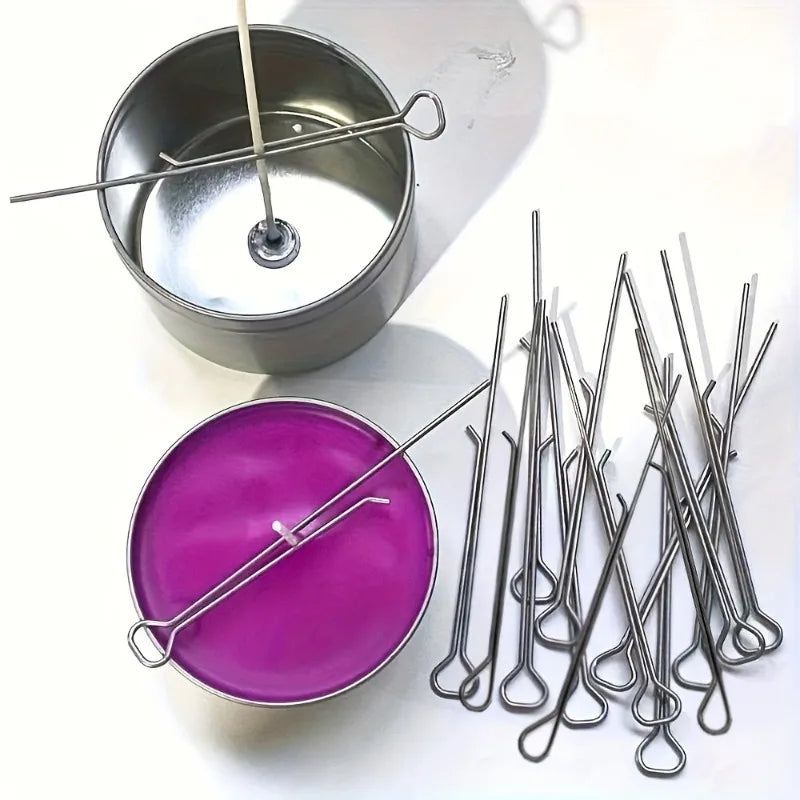centrage mèches bougies artisanat violet blanc anneaux métal pots cuisson moderne fabrication