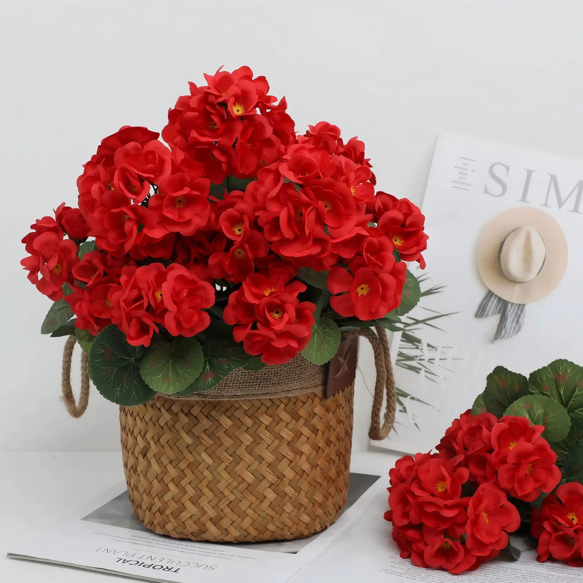 fleurs artificielles soie rose rouge blanc modernes décoration mariage anniversaire extérieur bouquet minimaliste