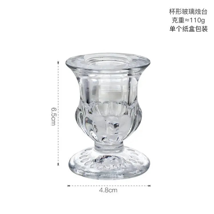 bougeoir classique transparent gravé décoration maison support bougie alliage métal rond opacité