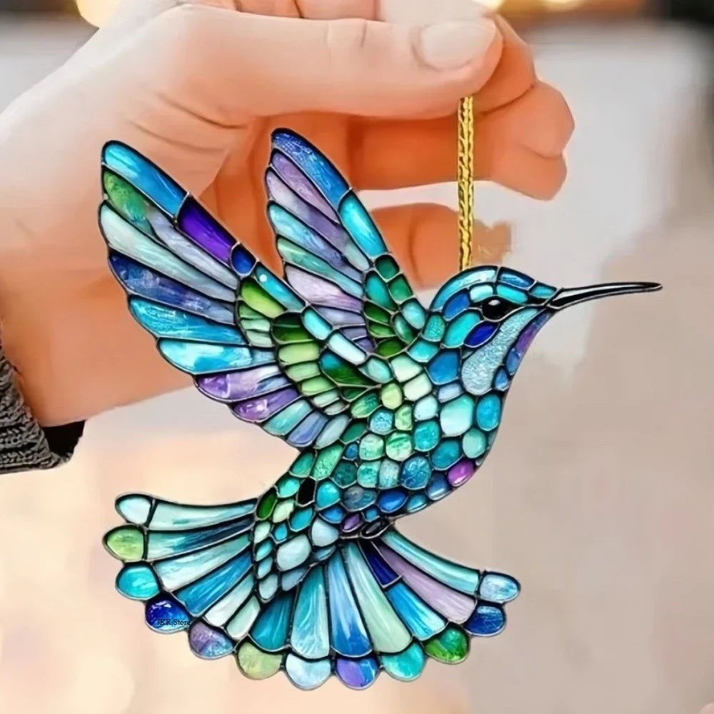 colibri suspendu mosaïque artisanale couleurs vives intérieur décoration ornement maison chambre