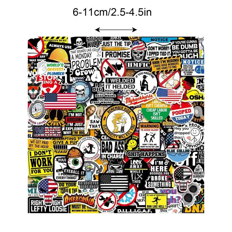 stickers adhésifs humour divers couleurs motifs casque sécurité adultes 150 pièces