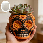 moule silicone cache pot crâne fleurs décoratif résine plante succulente jardin objet artisanal noir