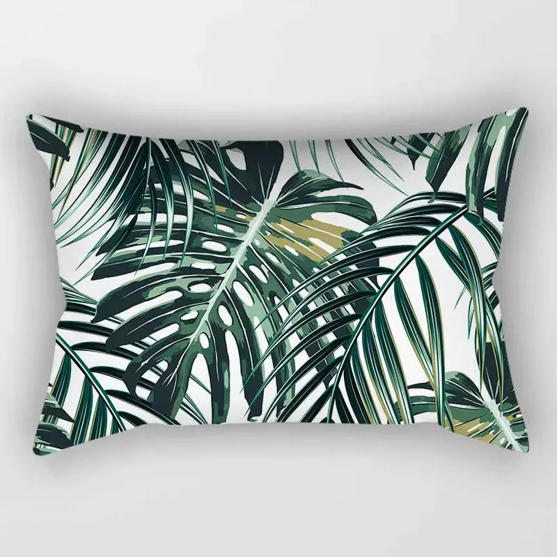 coussin rectangulaire décoratif motif feuilles tropicales fleurs papillons moderne chambre salon maison 30x50cm
