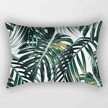 coussin rectangulaire décoratif motif feuilles tropicales fleurs papillons moderne chambre salon maison 30x50cm