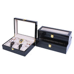 boîtes montres bois rouge foncé noir élégantes velours beige verre transparent cadenas dorés 10