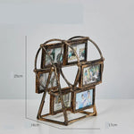cadre photo vintage grande roue transparent bronze or argenté decoration florale photos inclusion industrielle