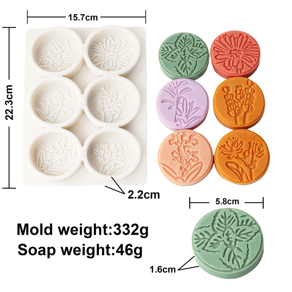 moules savon silicone fleurs motifs floraux modernes orange vert rose blanc