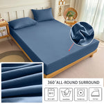 housse lit violet bleu marine gris uni anti acariens anti bactéries moderne 120x200 150x200
