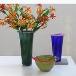 vases verre modernes colorés transparents opaques bols saladiers plats ondulés fleurs fruits table décoration