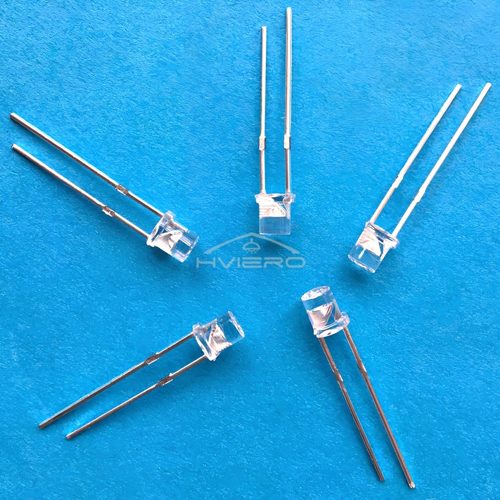 diodes led 3mm bleu vert rouge blanc chaud jaune violet rose orange transparentes plat