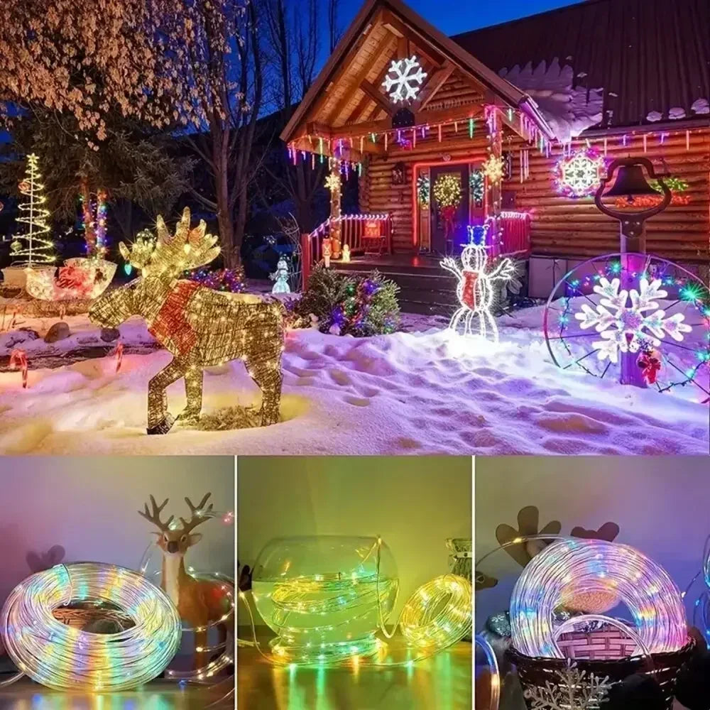 guirlande lumineuse solaire multicolore extérieure moderne 5m 10m jardin