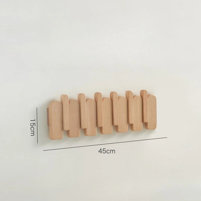 porte clés mural bois naturel moderne marron clair fixations adhésives sacs peluches hooks entrée