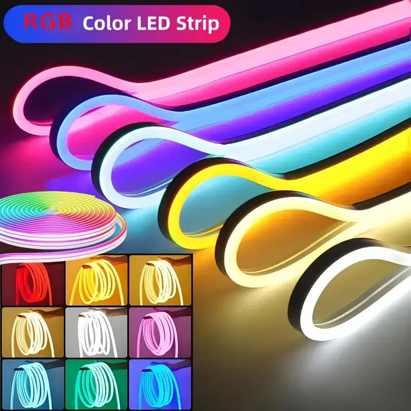 ruban led néon multicolore synchronisation bluetooth étanche décoration intérieure extérieure moderne télécommande adaptateur