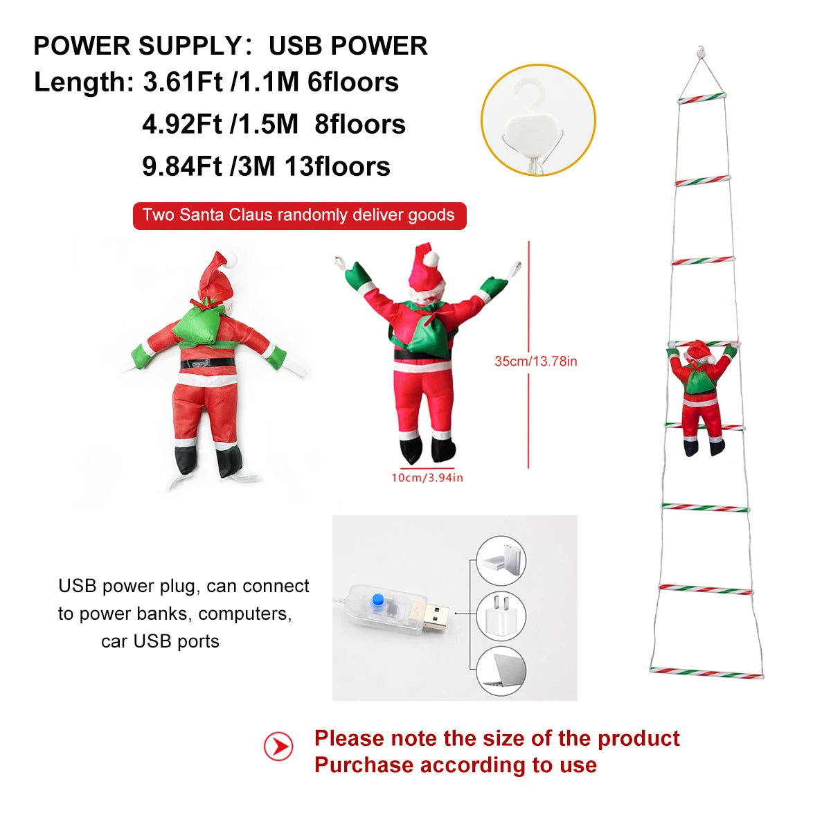 décoration noël lumineuse père noël guirlandes rayures colorées moderne adhésif rouge vert blanc